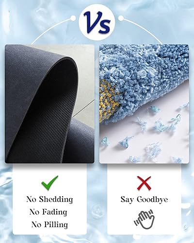 Miniatura 6 de MontVoo Tapete de goma para el baño, antideslizante, secado rápido, súper absorbente, delgado, pasa debajo de la puerta, lavable, para regadera,