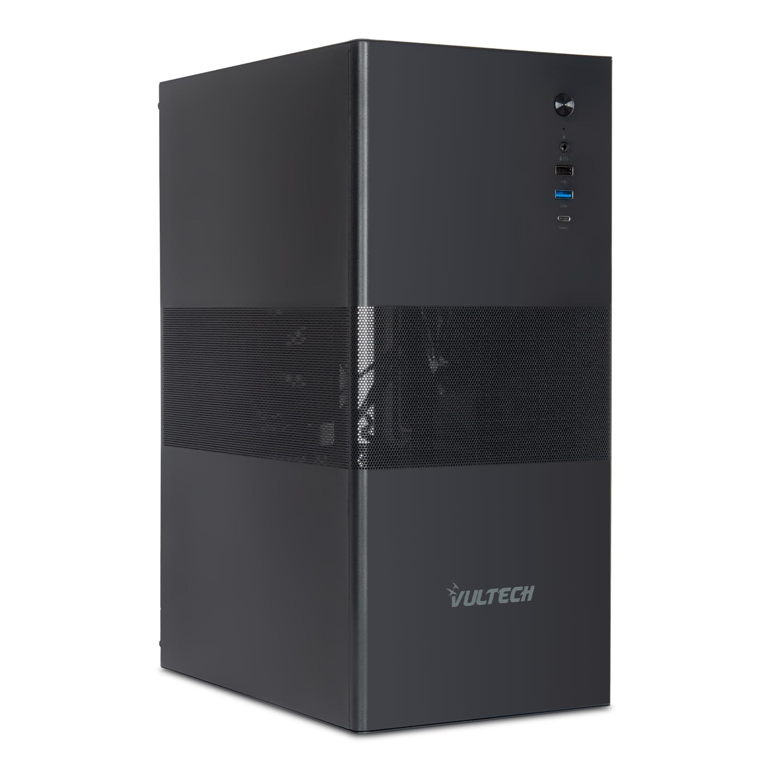 VulTech VCO-A1759-N Boîtier PC ATX Mid Tower en Acier SPCC, Type-C, USB 3.0, Ventilateur 120 mm Inclus sans Alimentation, Noir