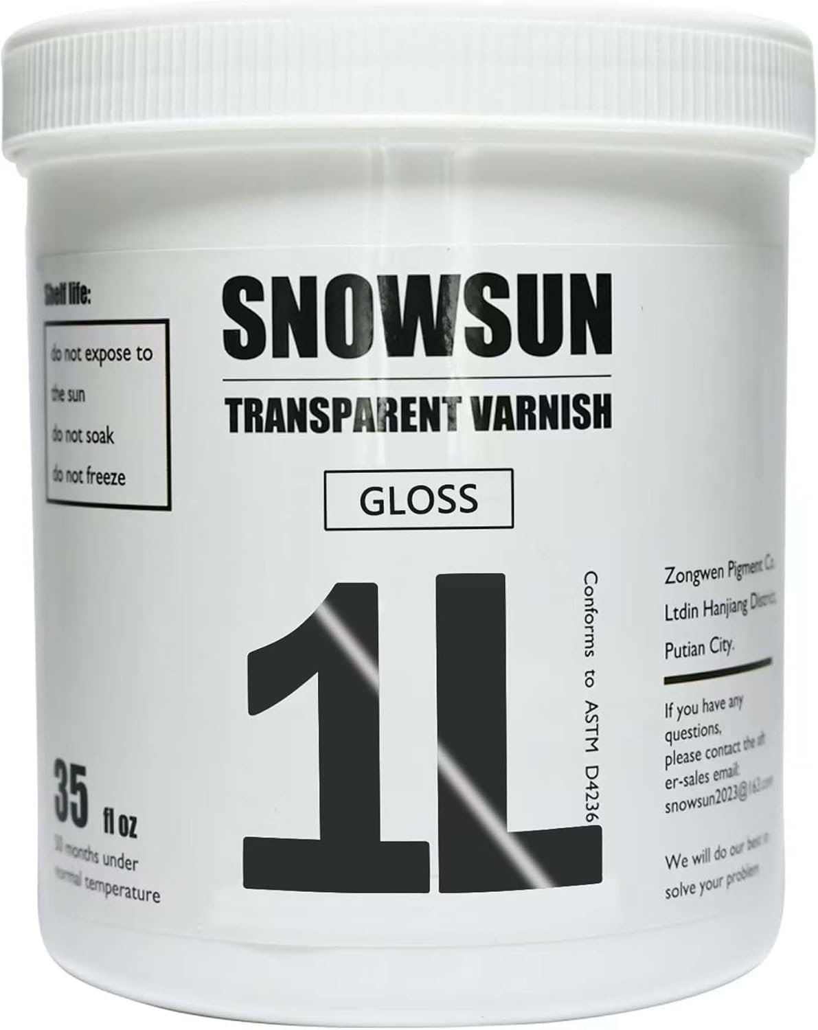 SNOWSUN High-Gloss Varnish for Acrylic Painting, 1L Professional Acrylic Artist's Varnish, Crystal Clear Finish, Non-Yellowing, Non-Toxic, Suitable for Artists, Hobby Painters & Kids