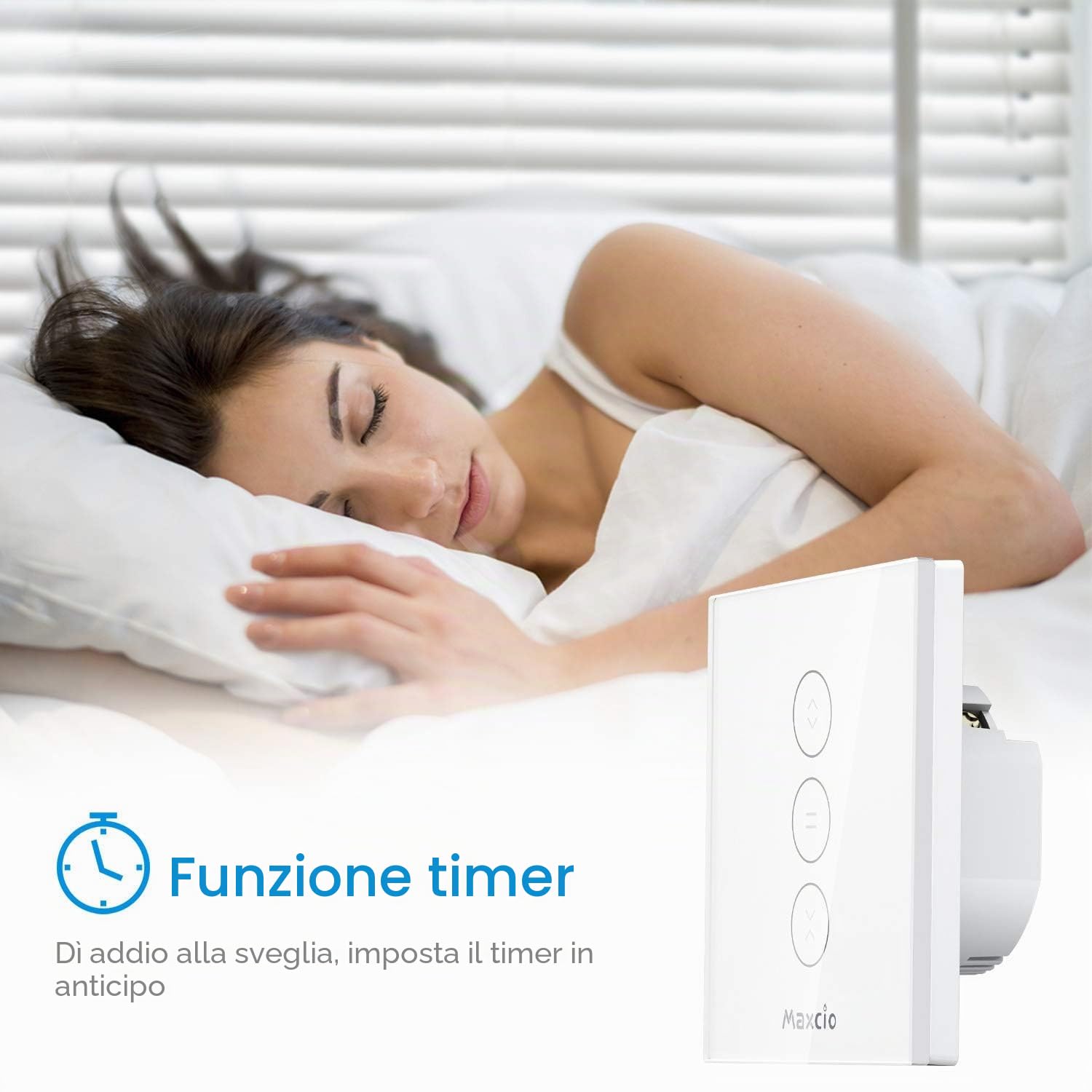 Maxcio Maxcio - Timer intelligente per tapparelle, compatibile con Alexa e Google Home, telecomando APP e funzione timer, interruttore touch (2 pezzi)