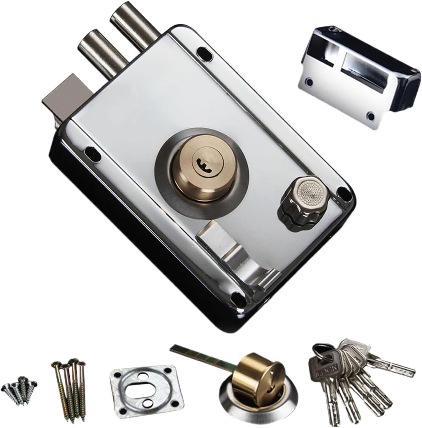 Exterior Gate Lock Stainless Steel Copper Left Open with Security Prevent Theft Old