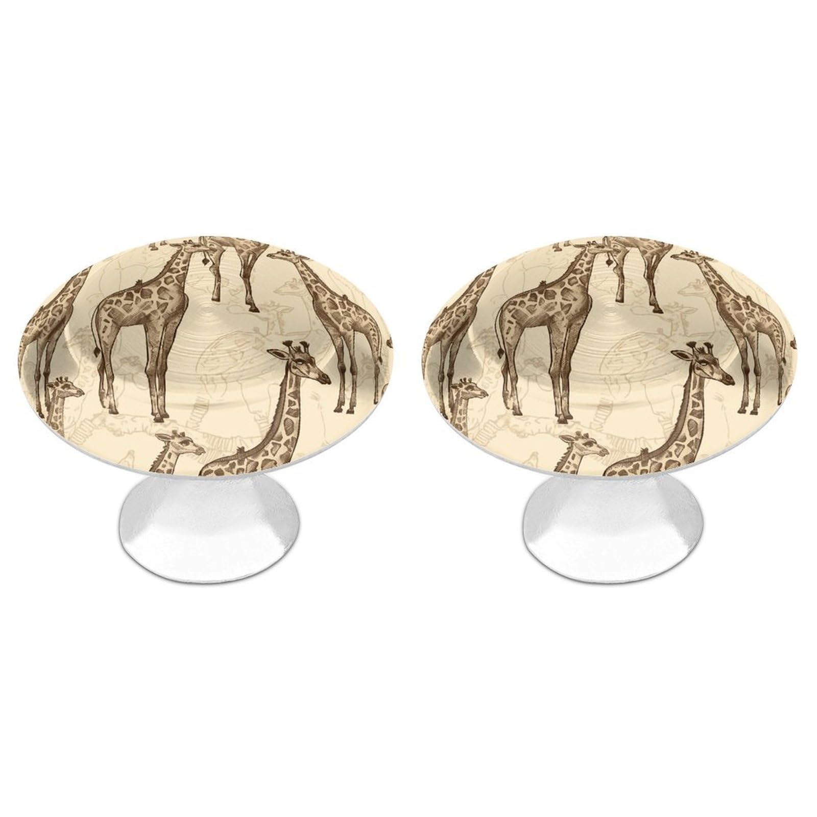Btcowzrv Style Hand Drawn Giraffes 2 Pack Cabinet Knobs Drawer Pulls