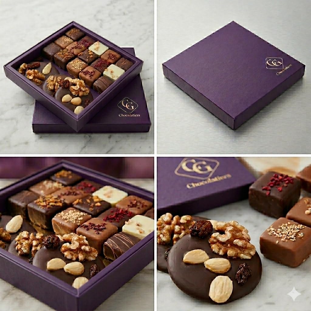CG CHOCOLATIERS - Boîte de Chocolats Excellence 220g, Panier Garni Coffret Gourmand à Offrir, Idéal pour un Cadeau de la Fête des Mères, la Fête des Pères, un Anniversaire, Noël ou une Retraite