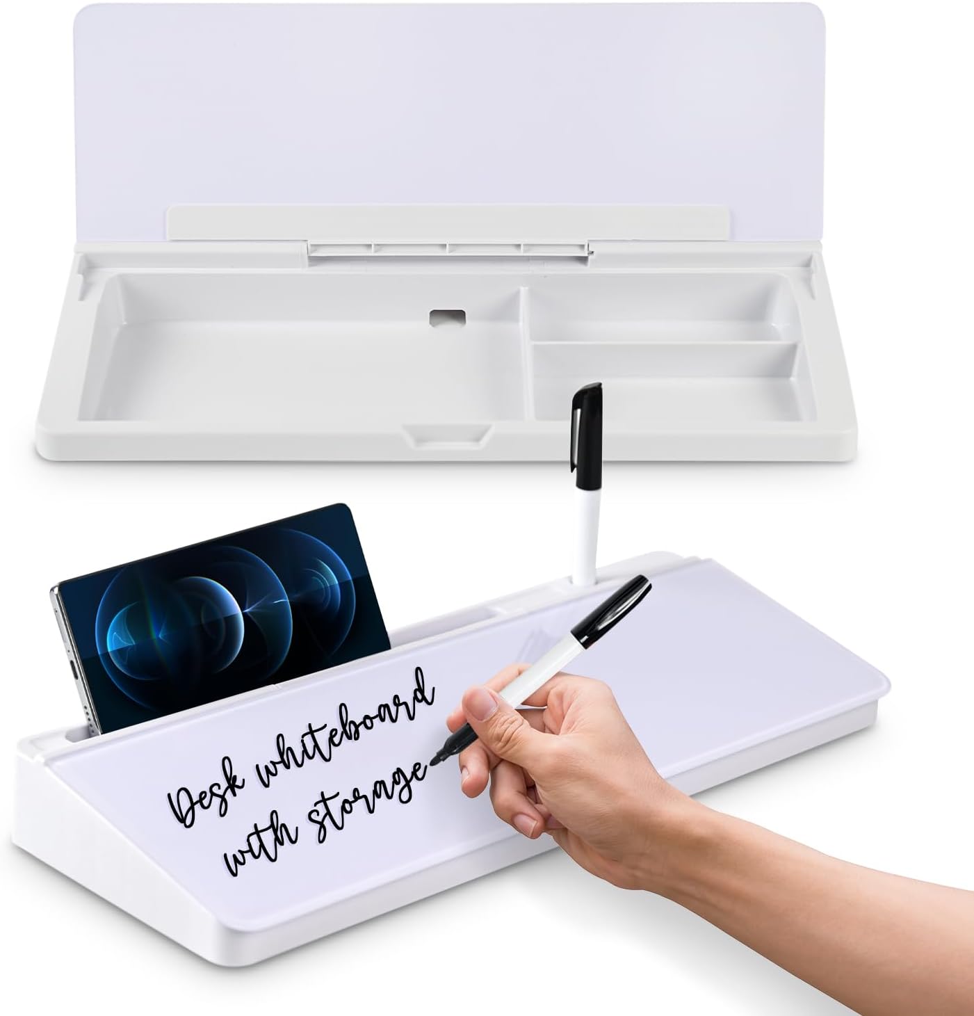 BubPen Desktop Glass Whiteboard Organiser with Pen and Eraser, Home