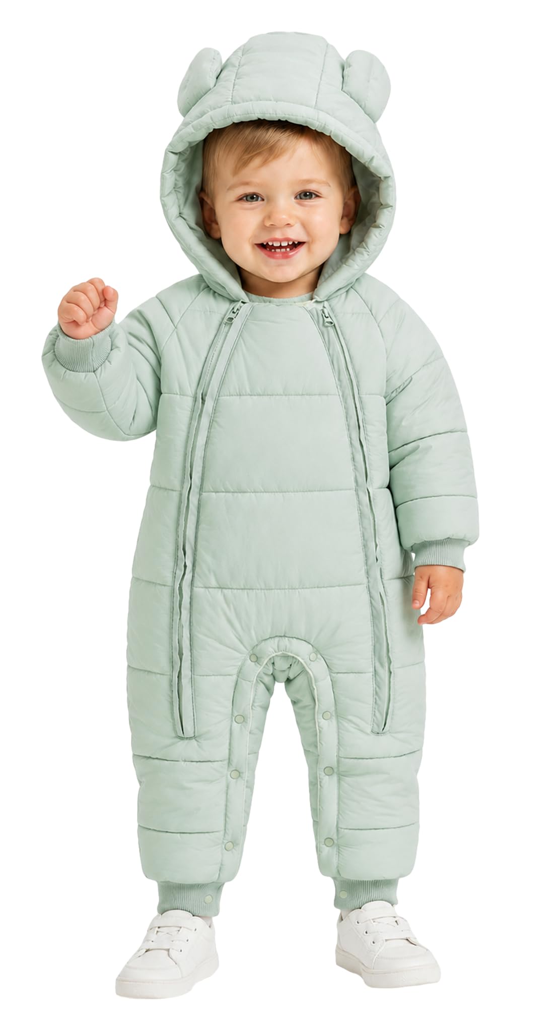 SEAUR Tutina per bambino, calda, per attività all'aperto, con cerniera, invernale, tuta da neve, antivento, tinta unita, 0-24 mesi