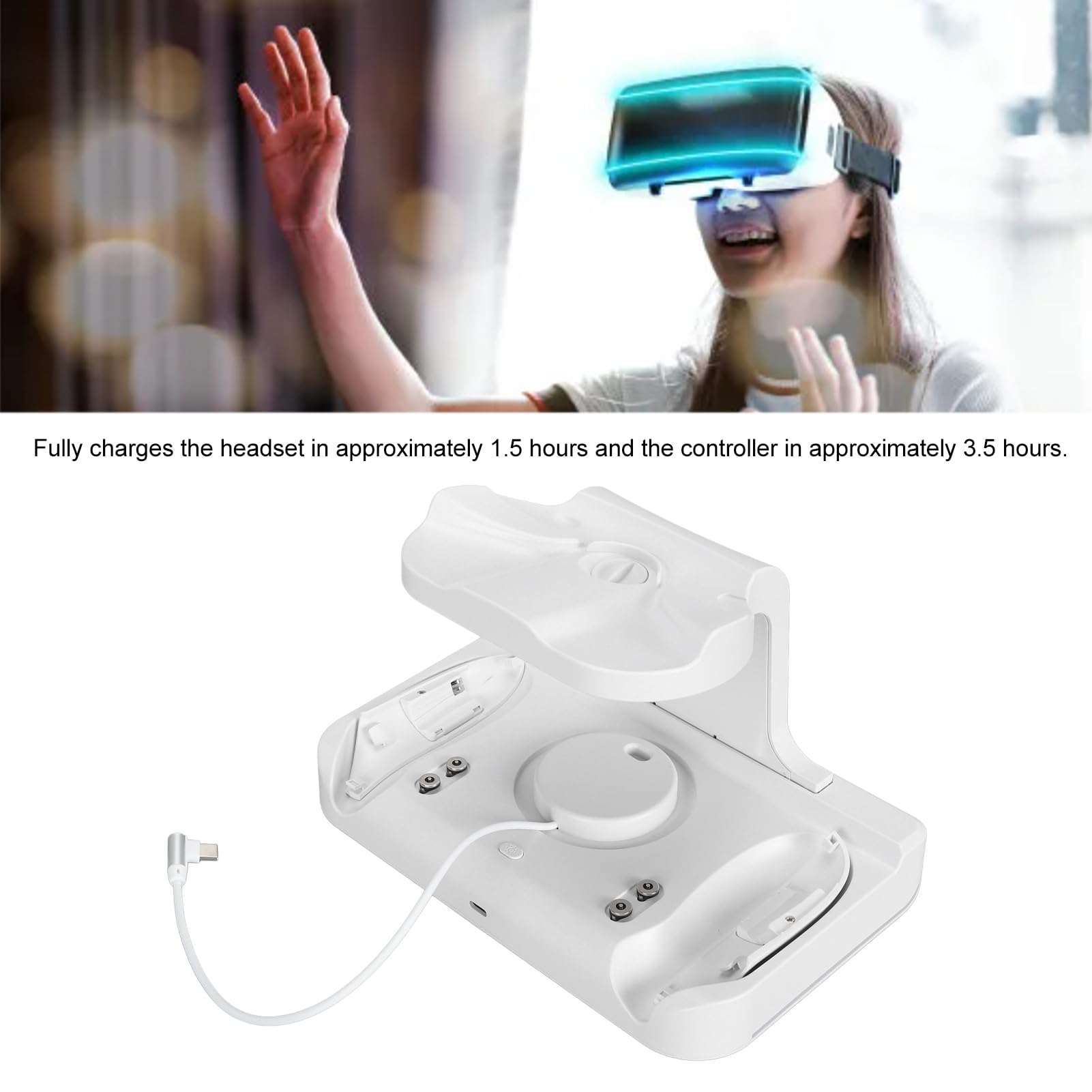 Controller VR Headset Ladestation, VR Ladestation Sicheres Schnellladen Platzsparend für Zubehör (White)