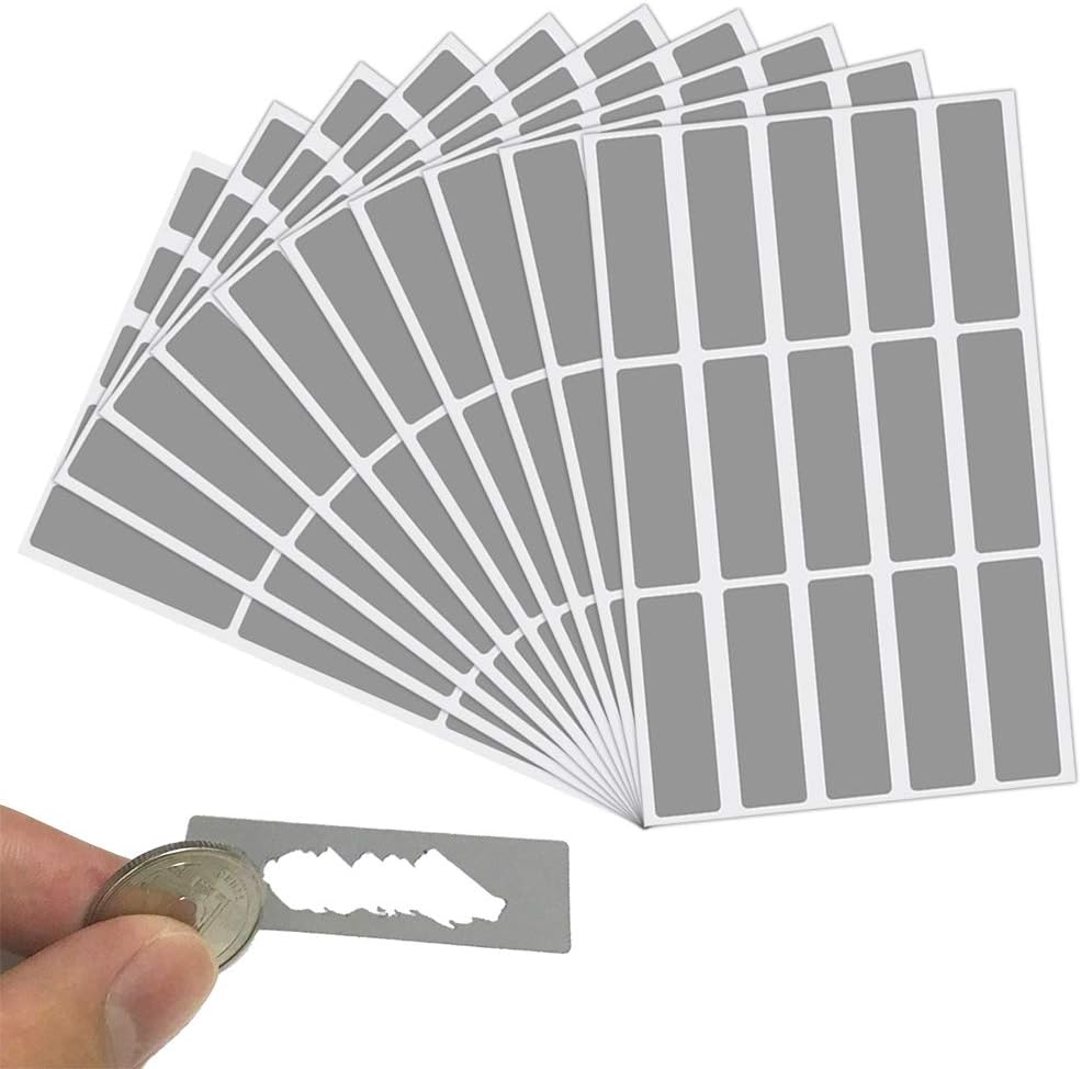 150 PCS Scratch Off Lables, Rectangle Scratch Stickers, 48 * 15mm Grey Scratch Off Stickers