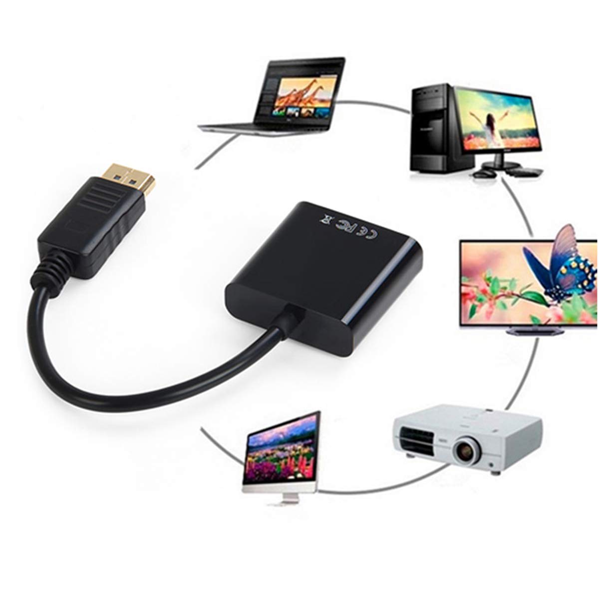 Adaptador DisplayPort a DVI, adaptador de cable convertidor de monitor DisplayPort macho a DVI hembra chapado en oro para computadora, computadora de escritorio, laptop, monitor, proyector 5