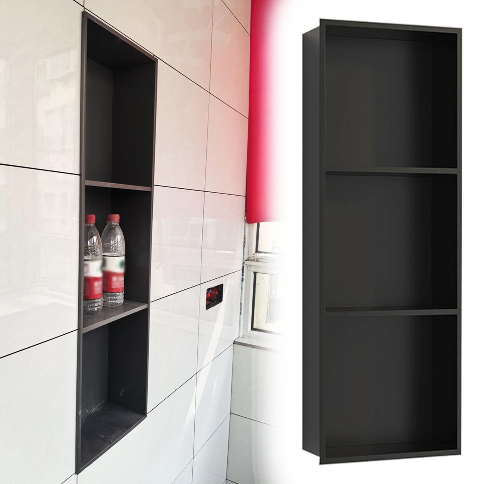 Hornacina Ducha Nicho de Pared Empotrado para Botiquín de Sala de Estar, Nicho de Baño Soldado(3-Tiers)