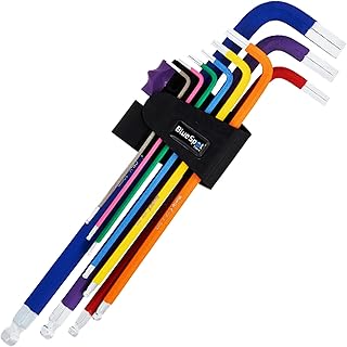 9 Pcs BlueSpot Extra Long Colour Coded | Ball End | Hex Allen Keys Set | 1.5-10mm | Metric | Diamond Headed | Anti-Slip | Power & Hand Tools | DIY | UK Free P&P