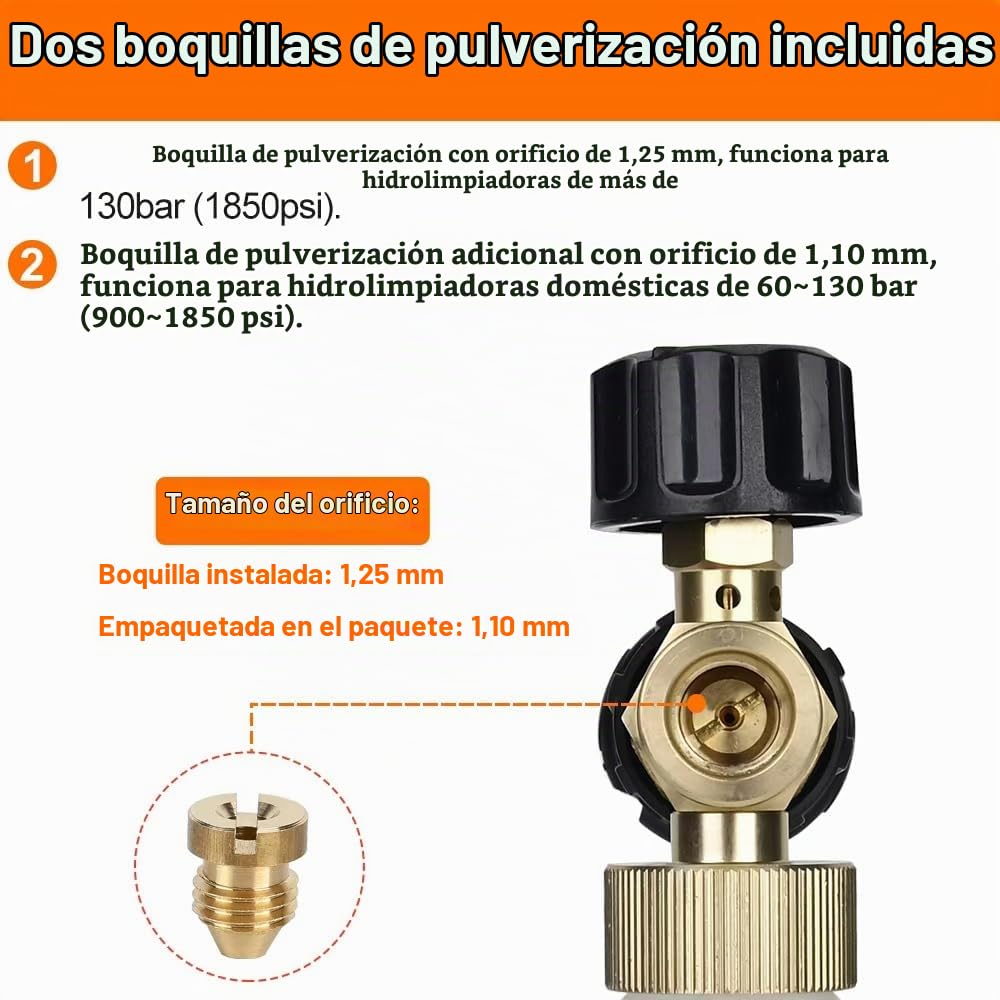 Boquilla de espuma de espuma para nieve para lavadora a presión con puntas de 1,25 y 1,10 mm, compatible con el limpiador de alta presión Lavor Wash Lidl Parkside Sterwins Deko Champion Vax…