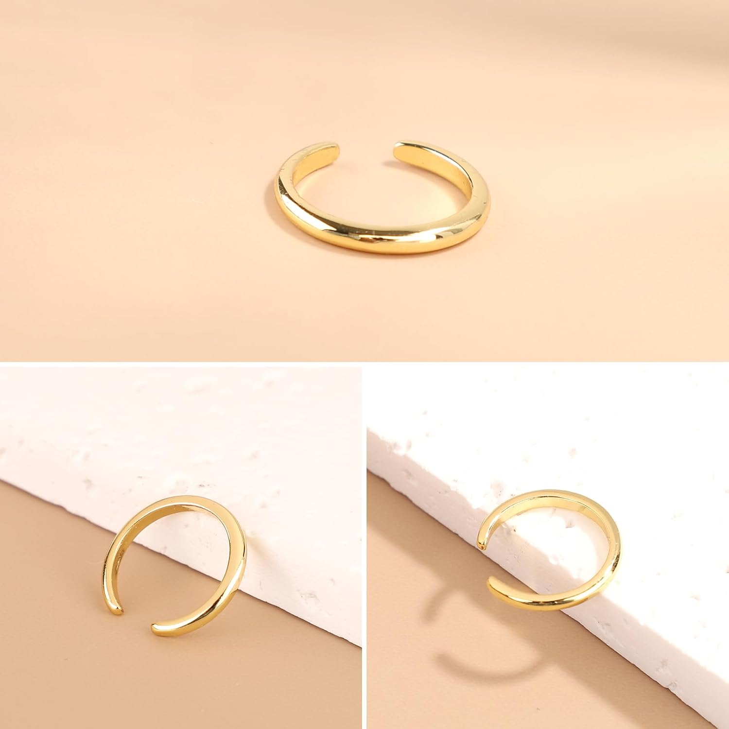 Mikovivi 2pcs Toe Rings for Women, Adjustable Thin Open Band Toe Ring Fashion Minimalist Gold Filled Toe Rings Summer Beach Foot Jewelry