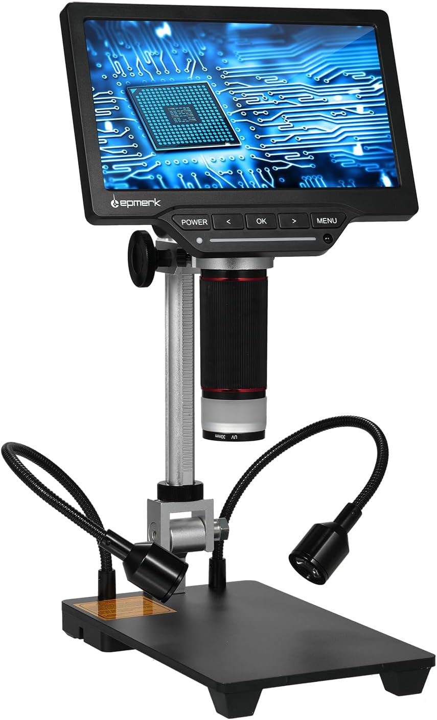 Digital Microscope with Multimeter LCD Soldering Microscope with 7'' Screen TV Digital Microscope for Electronic Repair 1200X Coin Microscope Camera Video PC Compatible