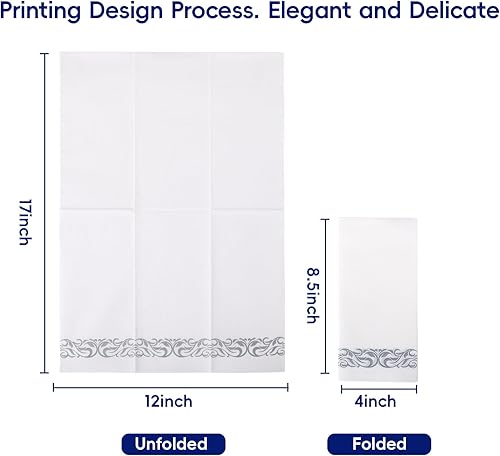 Vista 3 de JOLLY CHEF 100 toallas de mano desechables, suaves y absorbentes, de tacto de lino, elegantes toallas de papel decorativas para cocina, baño, bodas