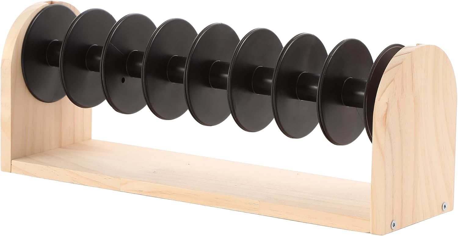 Wooden Thread Rack with Empty Spools Thread Holder Organizer for Ribbons Ropes Tapes Cords