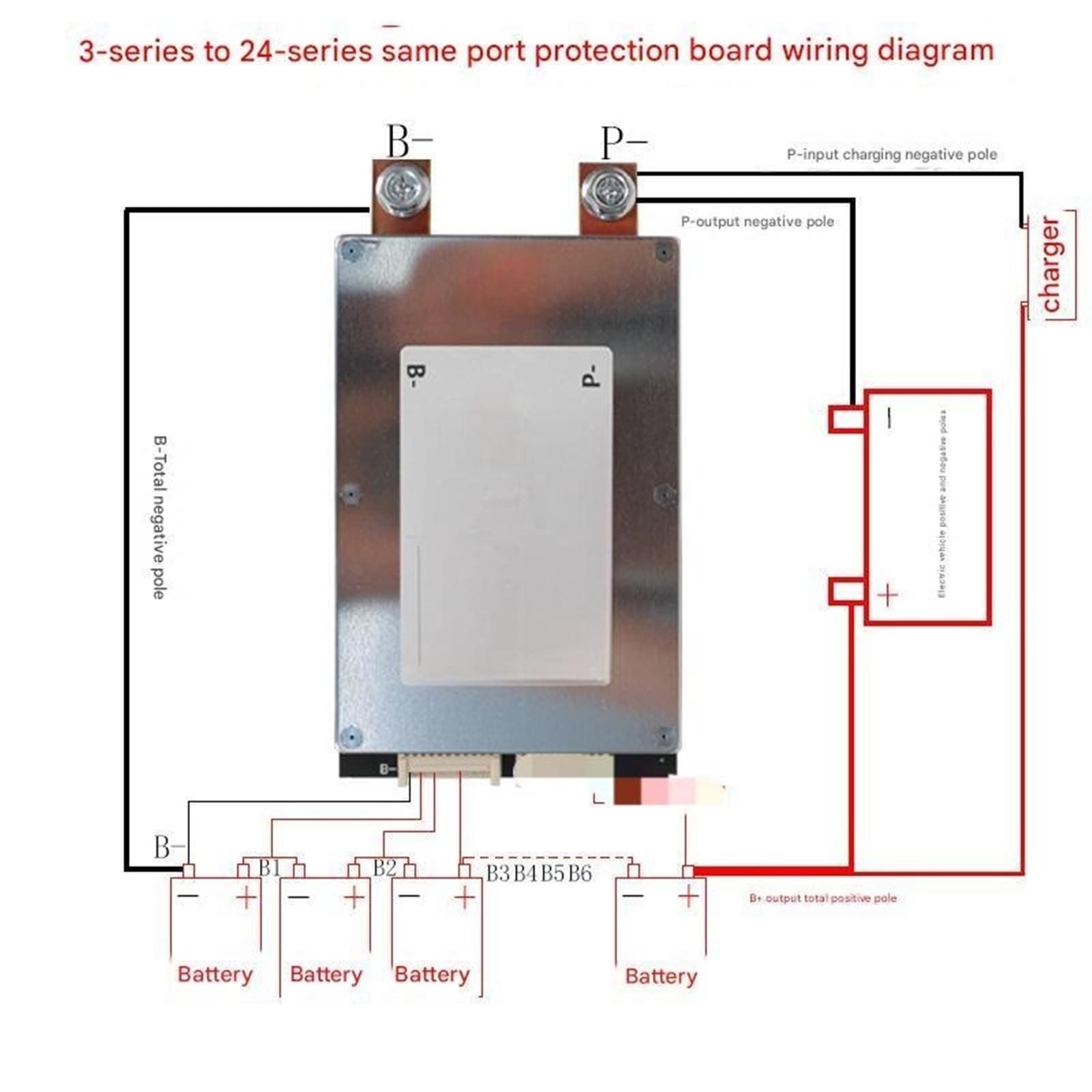 Placa de protección batería balanceada BMS Litio ternario 7 s y 24 V, 300 A, diseño Puerto común con balanceo Celdas Activo Tablero BMS