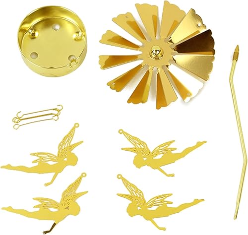 Miniatura 5 de Portavelas giratorio, portavelas de metal giratorio dorado para Navidad, día de San Valentín, decoración de mesa de fiesta, boda (elfo de fantasía)