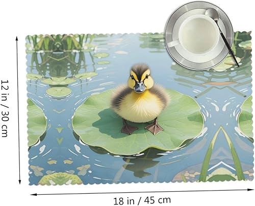 Miniatura 2 de Rectangular Placemats Set of 4, Heat Resistant Duck Printed Kitchen Dining Table Mats
