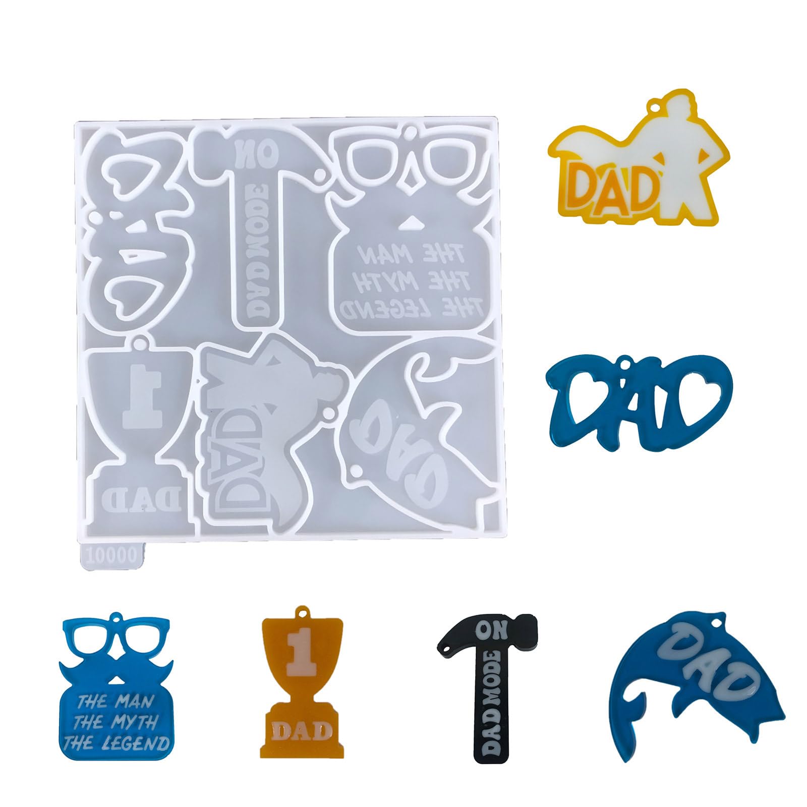 DIIOOMIEEU Keychain Pendant Resin Mold Fathers Day Dad Letter Silicone Mould Handmade Jewelry Making for Enthusiast