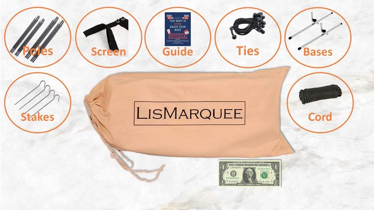 80% Off Discount 150 Inch Front/Rear Projection Screen in A Backpack - LisMarquee Indoor/Outdoor Home Theatre No-Wrinkle Portable Projector Screen with Stand