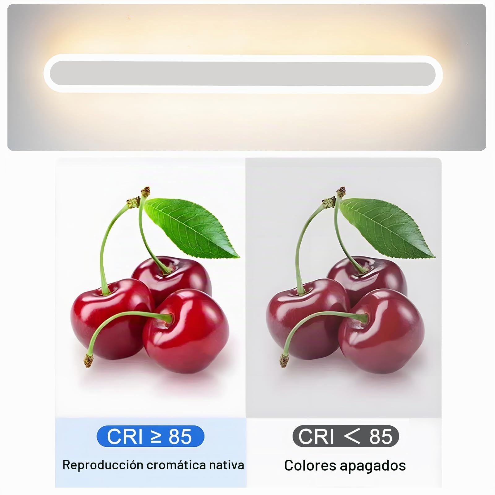 Aplique Pared Interior LED,28W Lampara de Pared Moderna 3000K/4000K/6000K para Sala de Estar Pasillo Escaleras Apliques Pared Dormitorio,80CM Blanco 110-240V