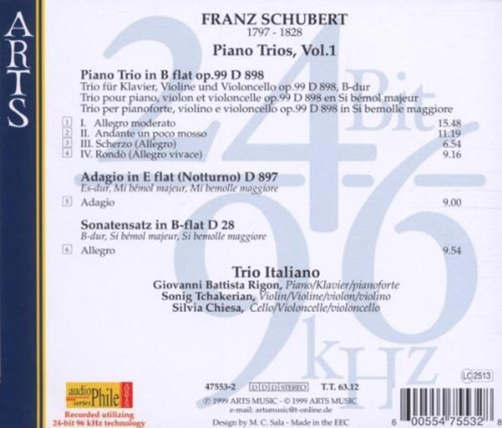 Schubert: Piano Trio Op.99 D 898, Adagio (Notturno) D 897, Sonatensatz D 28