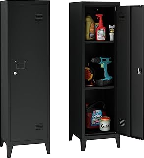 Metal Locker Storage Cabinet Lockable File Cabinet Kids Lockers Cabinet with 3 Shelves for Bedroom School Gym Office Garage