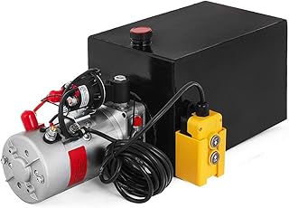 Thaweesuk Shop New Black 12 Volt Hydraulic Pump for Dump Trailer 15 Quart Steel - Single Acting 8.5
