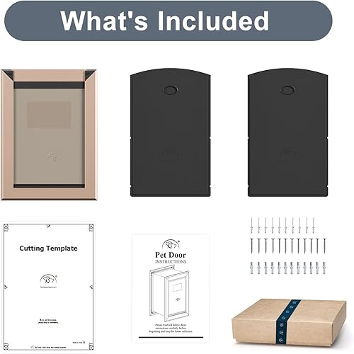 Miniatura 7 de Decormax Puerta para perro para pared, puerta de perro de bajo consumo con marco de aluminio, túnel telescópico, solapas magnéticas dobles y dos