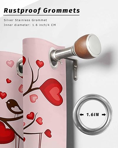 Miniatura 6 de Love-Tree Outdoor Curtains for Patio Waterproof Drapery,Grommet Window Curtain Living Room,Bedroom,Doorway,Kitchen,Cafe,Porch Drapes Valentine's Day