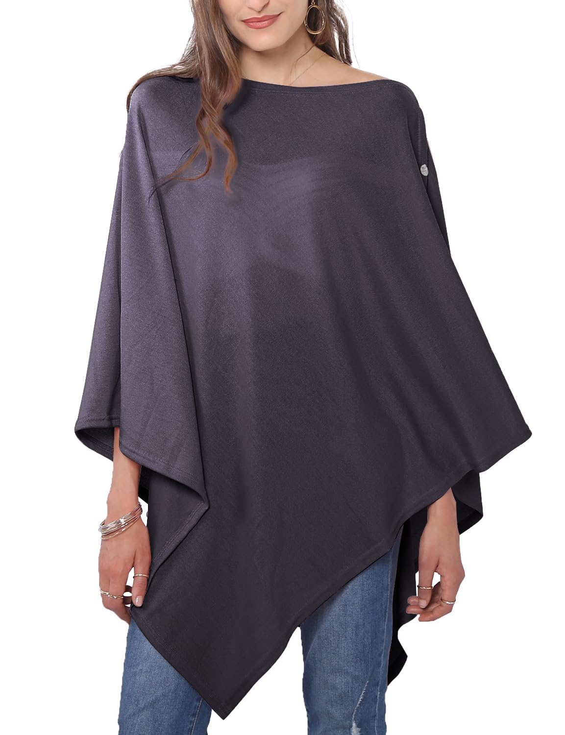 MissShorthair Women's Lightweight Knitted Scarf Poncho Sweater Cape Shawl Versatile Fall Winter Ponchos Wraps01black