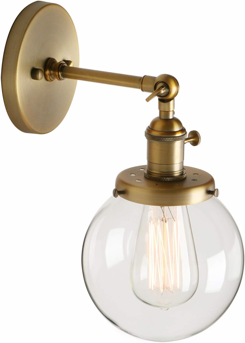 Mrdsre Retro Vintage Brass Wall Lamps For Bedroom, Green Glass - View #4