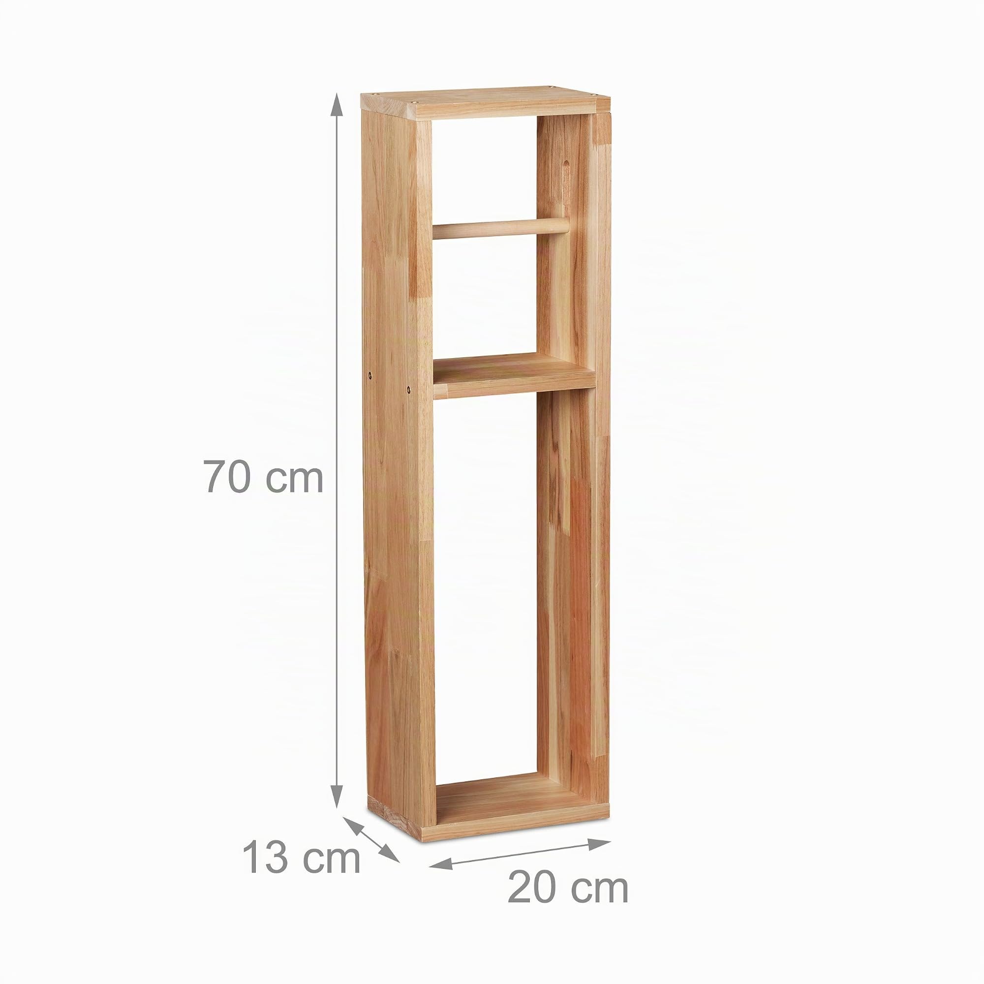 Relaxdays Porta Carta Igienica, in Legno di Noce, da Montare al Muro o da Appoggiare, Portarotoli, 70x20x13 cm, Naturale