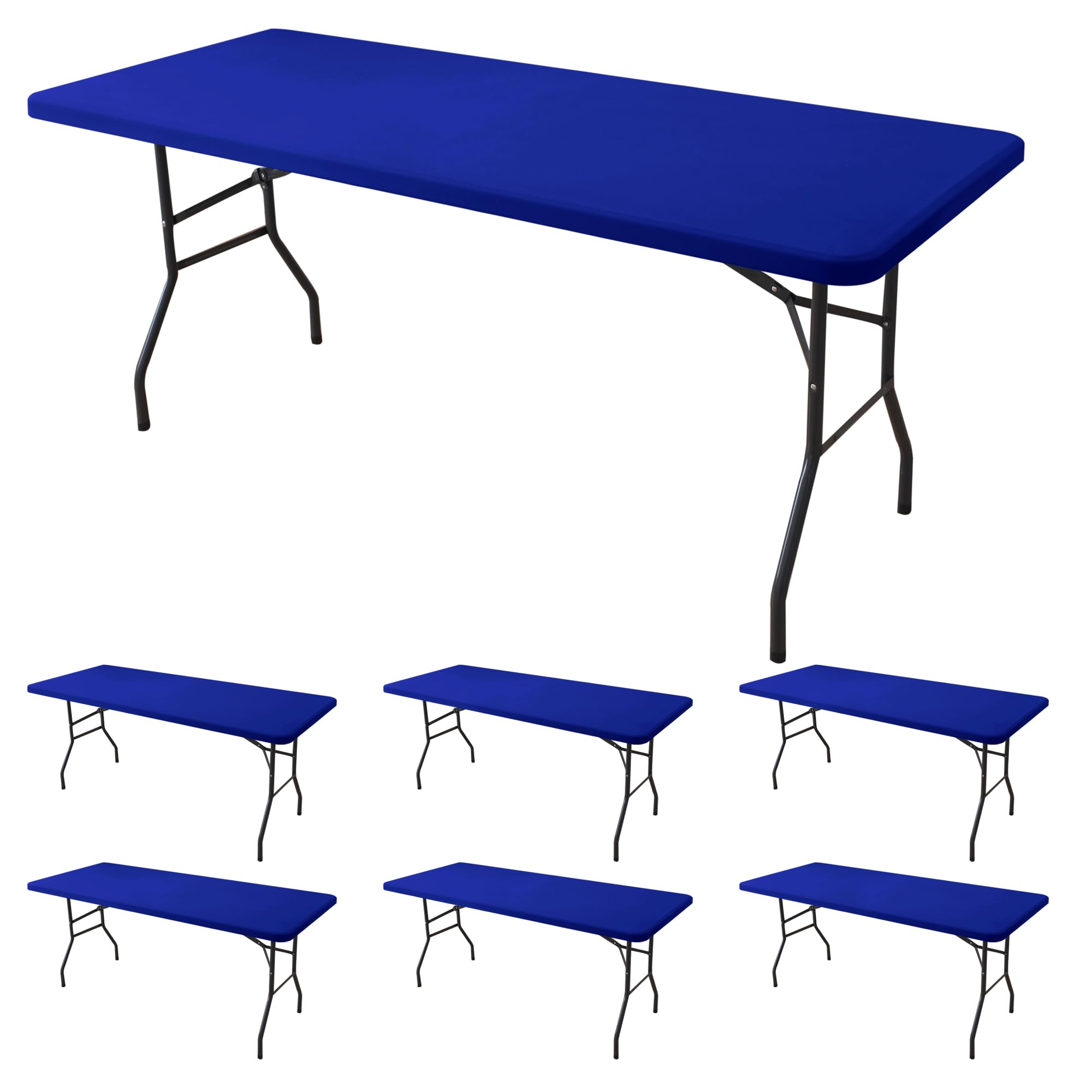 Enjoyidea 4ft Stretch Table Cover Fitted-6 Pack Royal Blue Spandex Table Cloths-Stretchy Elastic Folding Table Cloths 4ft for Outdoor Picnic Camping