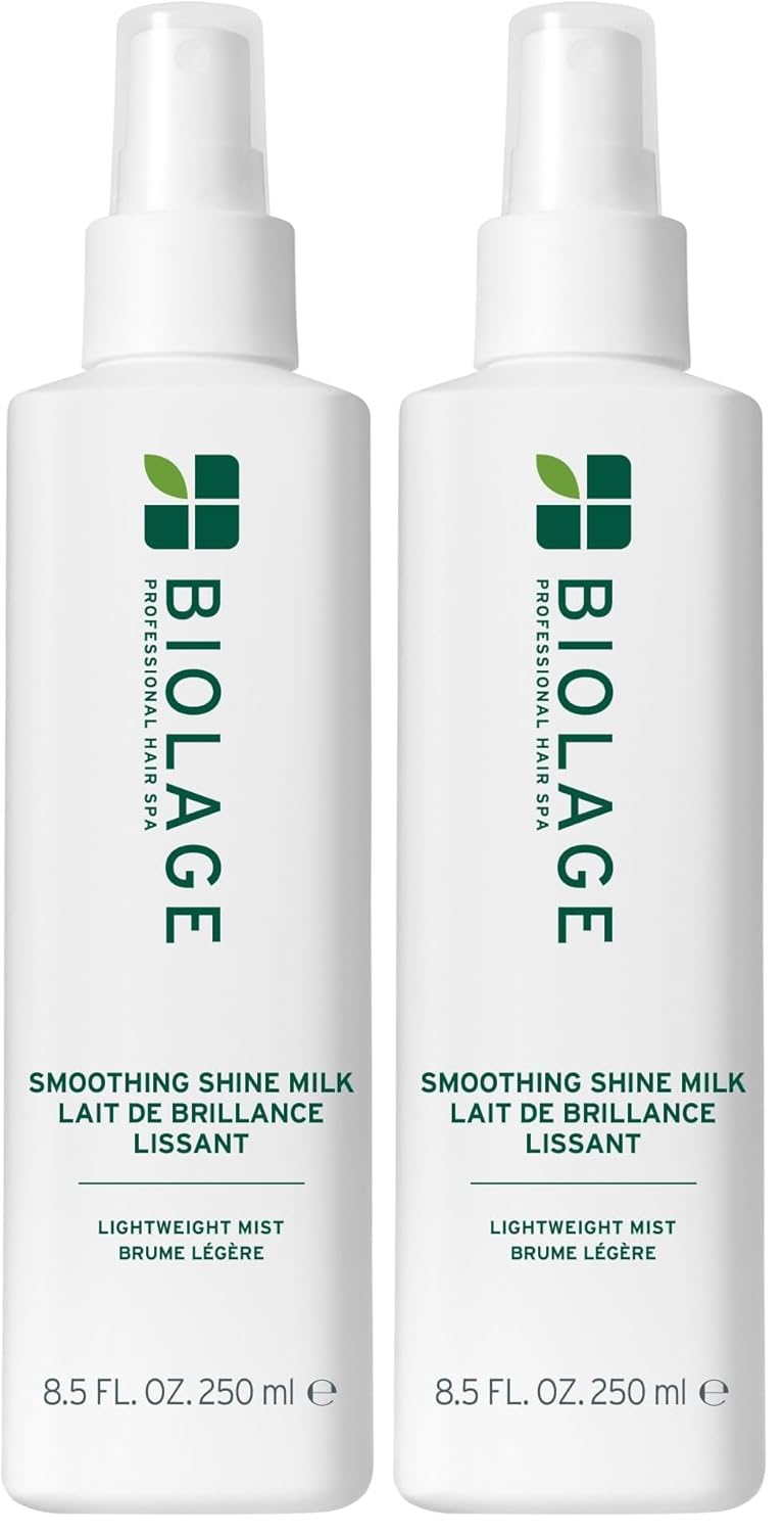 Biolage Smooth Shine Milk - Smoothing Leave-In Spray, Adds Shine, Reduces Frizz, Lightweight Hold, Styling Primer, Vegan & Paraben-Free, (Pack of 2)