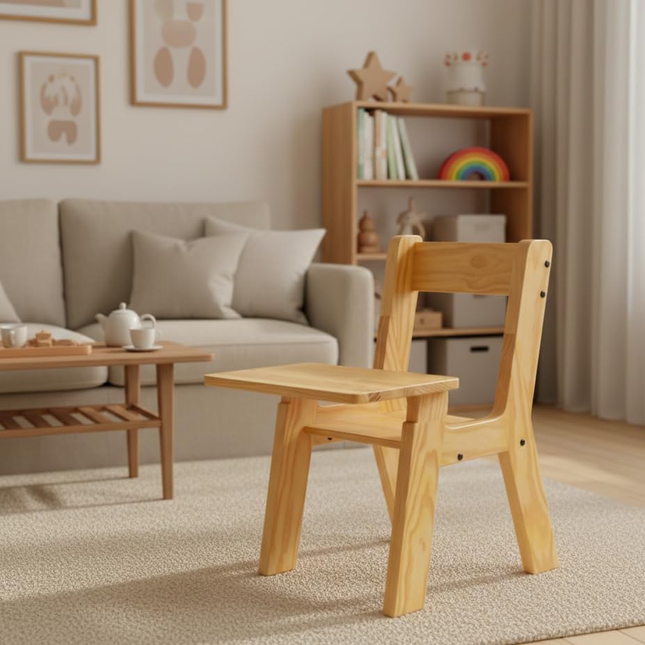 KIDSSTUDIO Wooden Study Chair for Kids | Compact Learning Chair with Smooth Finish and Stable Structure | Lightweight Seating for Study Room and School Use | Wooden Desk for Reading and Writing-image-25
