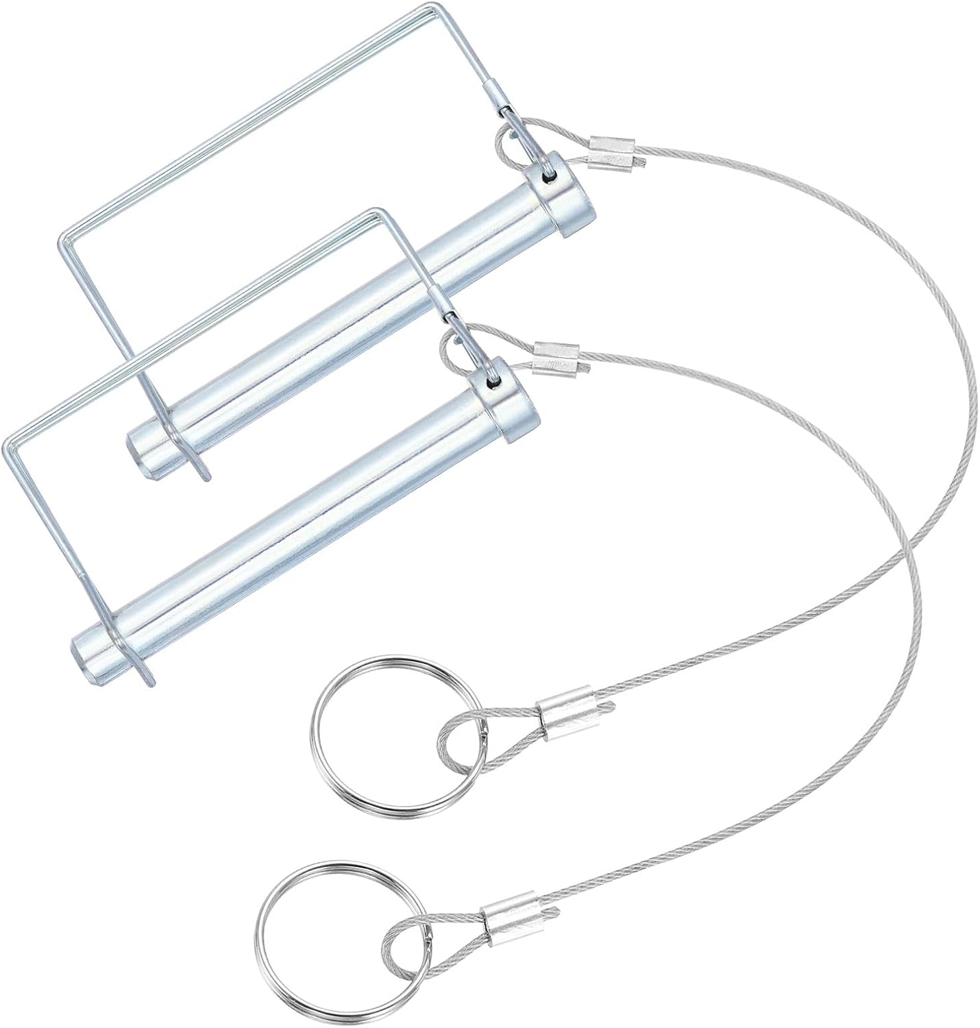 PATIKIL 2 Pcs Trailer Coupler Pins, 15/32" x 1-9/16" (12mm x 100mm) Square Shaft Locking Pin with Ear Extended Cord Quick Release Ring Round Arch Wire Retainer for Farm Trailers Hitches