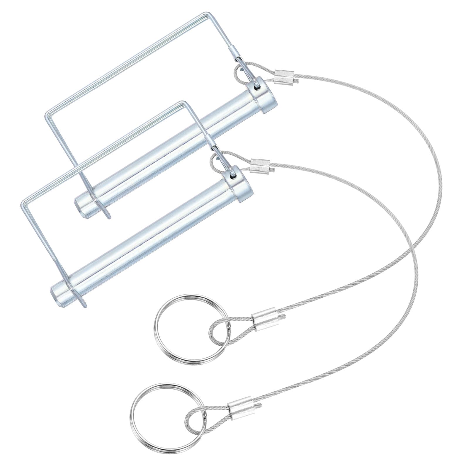 PATIKIL 2 Pcs Trailer Coupler Pins, (12mm x 100mm) Square Shaft Locking Pin with Ear Extended Cord Quick Release Ring Round Arch Wire Retainer for Farm Trailers Hitches
