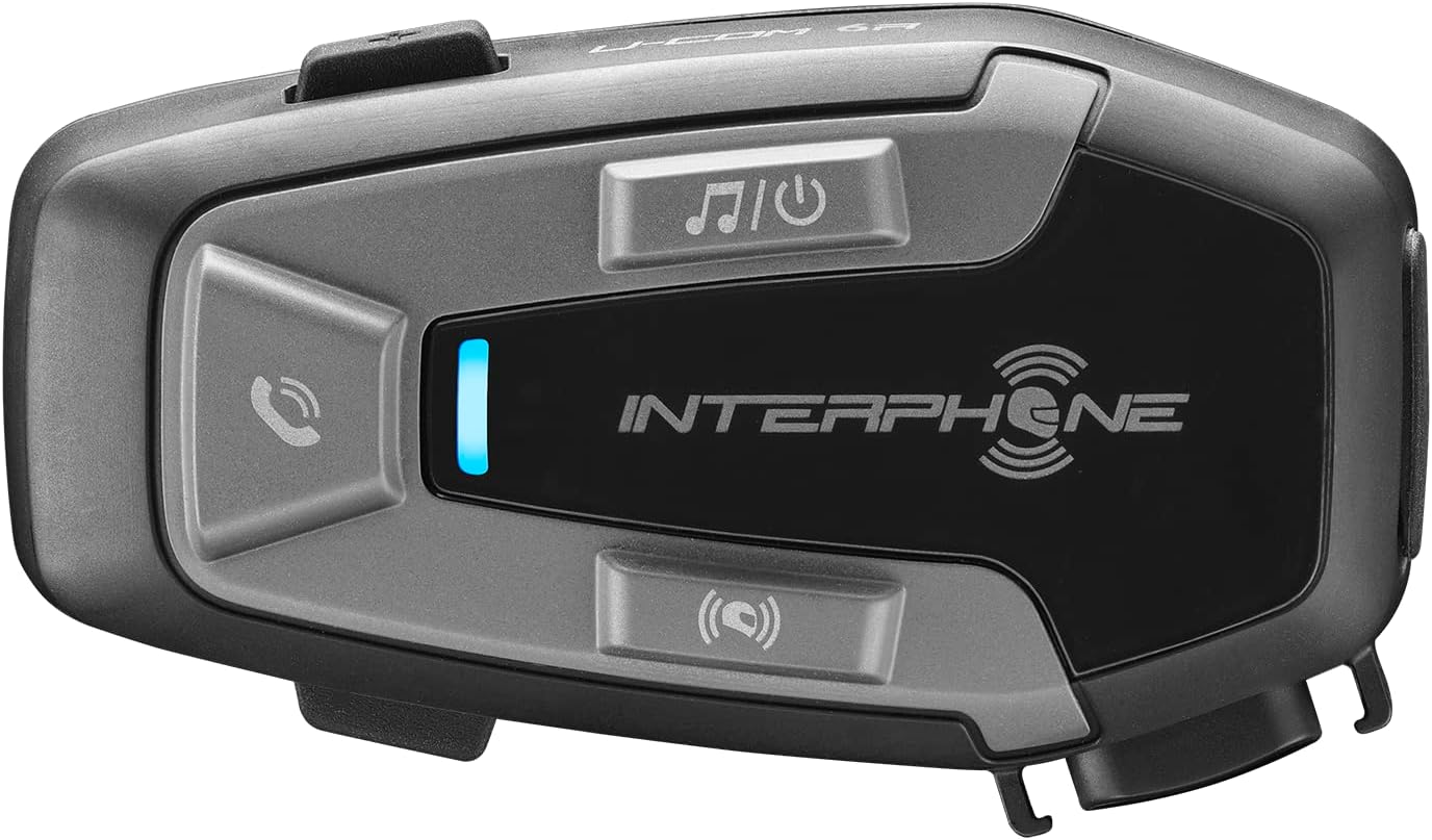 Interphone LINK HD Single Headset - Bluetooth Headset for Motorcycle - Motorcycle Intercom for 2 People up to 1 km Range - Bluetooth Handsfree for Motorcycle Helmet for GPS and Calls