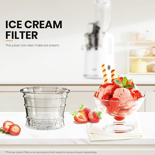 Miniatura 7 de Exprimidor de masticación lenta fácil de limpiar, exprimidor de prensa en frío con filtro de acero inoxidable (FFS6), exprimidor con motor