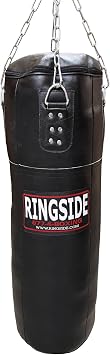Ringside 100-Pound Soft-Filled Leather Heavy Bag, Sturdy Punching Bag for Boxing, MMA, Muay Thai, and Kickboxing Training and Workout, Includes Chain, Swivel & D-Ring on Bottom, 42 H x 14 Dia.