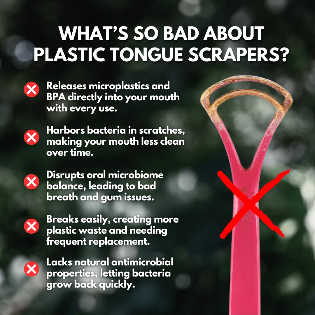PRIMALS Copper Tongue Scraper - Fresher Breath & Improved Oral Health - Natural Ayurvedic Cleaner for Daily Detox - Rust-Resistant, Eco-Friendly with Travel Cloth Pouch Included (1 Count) - Image 3