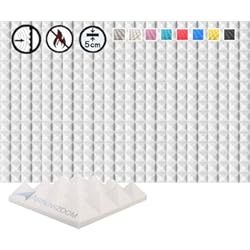 Paneles Acusticos Blancos Arrowzoom 24 Panels acustico absorción sonido Pirámide 25x25x5cm Espuma acústica aislamiento acustico estudio de grabación Casas Estudios Azulejos Incombustibles Insonorizados AZ1034 PERLA BLANCA