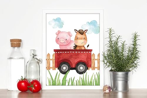 Miniatura 6 de Póster de acuarela de animales de granja para cuarto de bebé, decoración de guardería, decoración de granja, dormitorio, cuarto de bebé, regalo