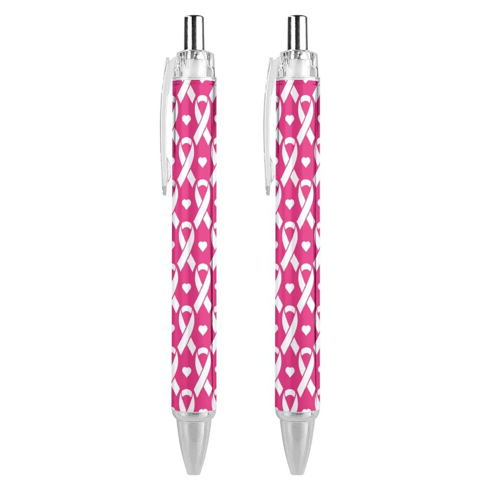 Penne a sfera per cancro al seno, con nastro rosa, scrittura liscia, 0,5 mm, inchiostro nero, penna a sfera retrattile, per ufficio, studenti, 4 pezzi