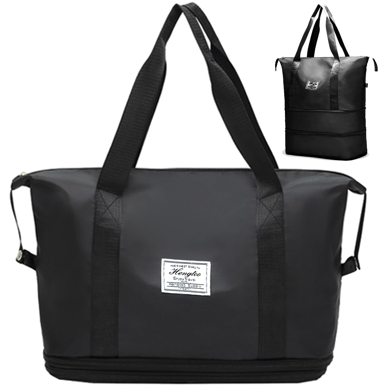Expandable Overnight Bag - Large Capacity Weekend Bag with Trolley Sleeve for Women & Men