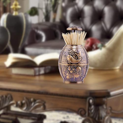 Miniatura 7 de Estuche para palillos de dientes automático de metal retro estilo empuje, contenedor para el hogar, restaurante, cafetería, club, bar, hotel, uso