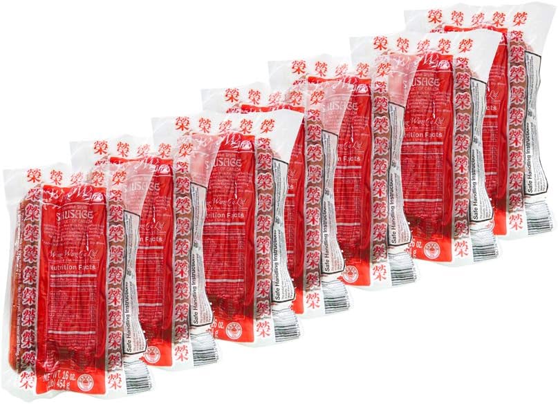 Wing Wing Chinese Sausage Pork Sausage Lap Cheong (16 ozx7/Pack of 7) 荣荣腊肠／白油肠 (112)