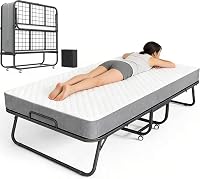 SUNCROWN 75x31 Folding Bed with 5" Memory Foam Mattress - Portable Rollaway Guest Bed, Space-Saving Metal Frame for Apartments & Offices