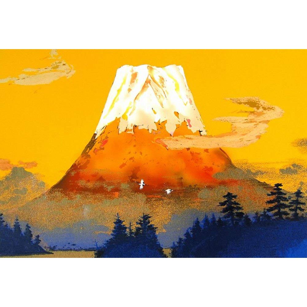 版画 吉岡浩太郎 富士龍神 ジクレー 額装 限定500部 開運 赤富士